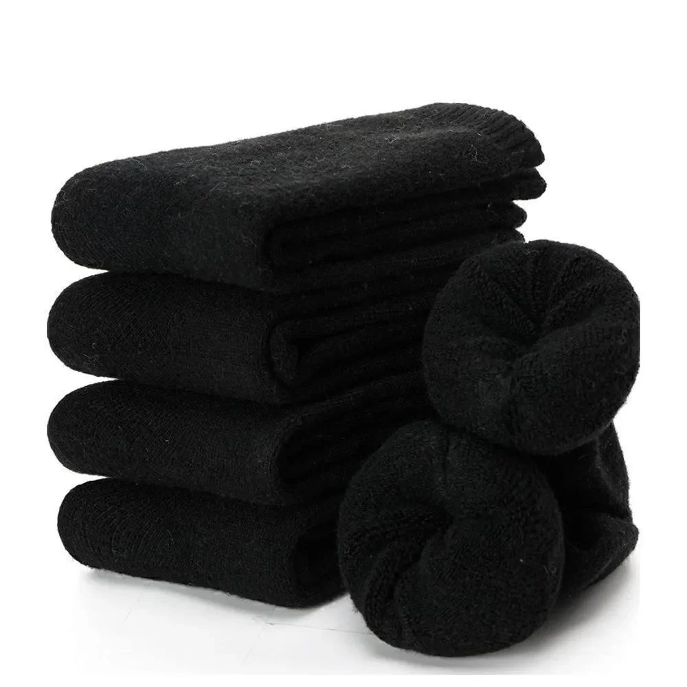 Black Merino Wool Blend Socks